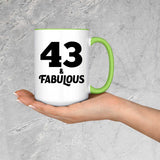 43rd Birthday 43 & Fabulous - 15oz Accent Mug Green