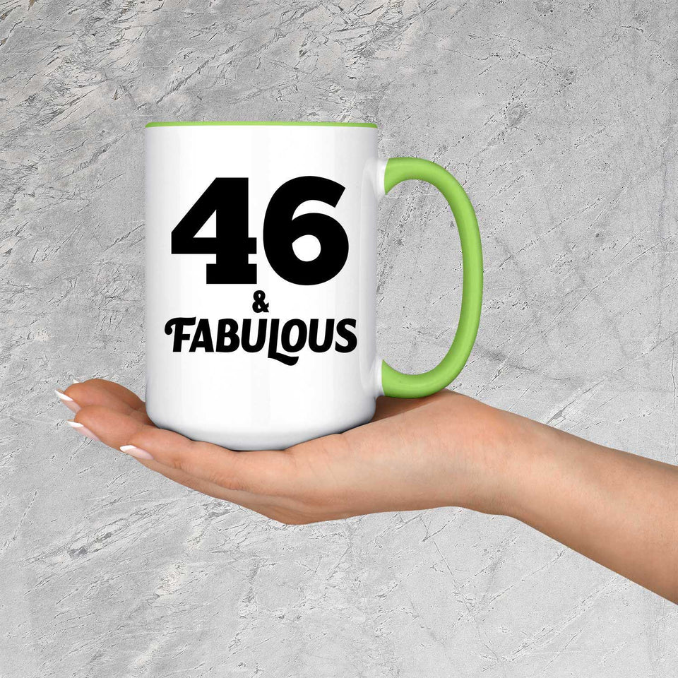 46th Birthday 46 & Fabulous - 15oz Accent Mug Green