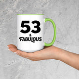 53rd Birthday 53 & Fabulous - 15oz Accent Mug Green