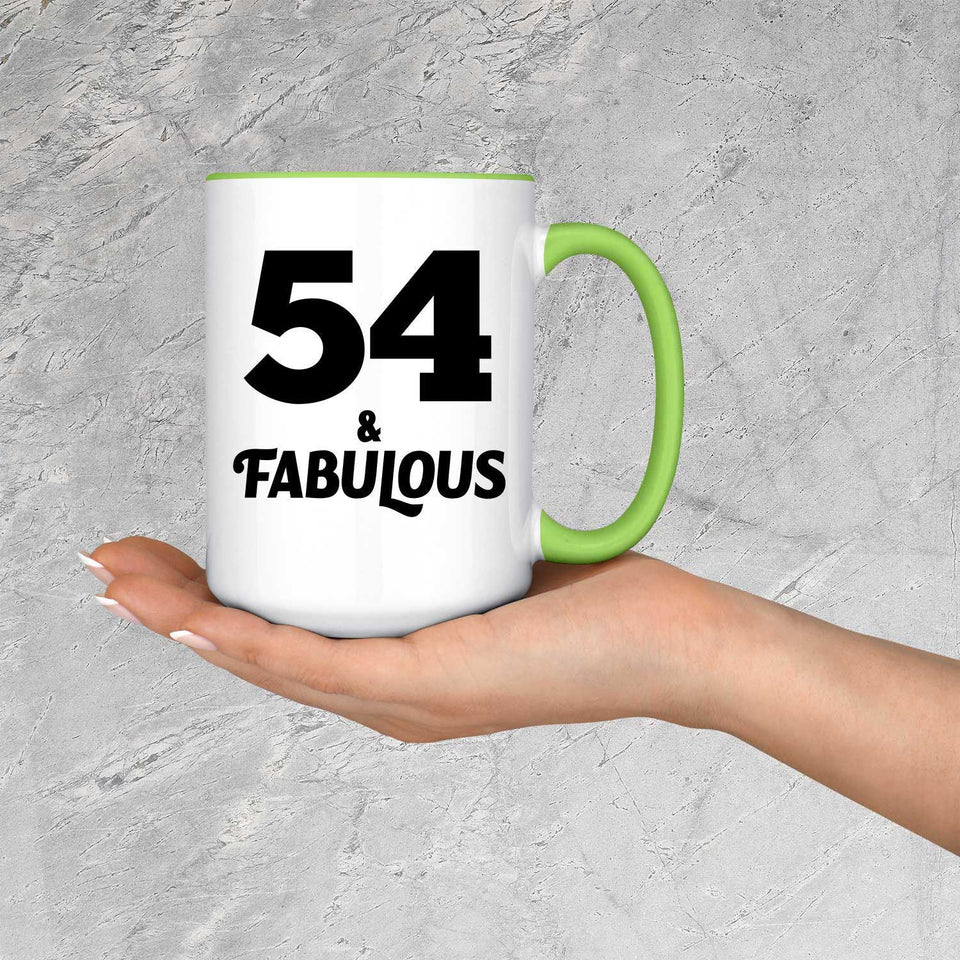 54th Birthday 54 & Fabulous - 15oz Accent Mug Green