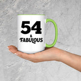 54th Birthday 54 & Fabulous - 15oz Accent Mug Green
