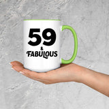 59th Birthday 59 & Fabulous - 15oz Accent Mug Green