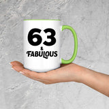 63rd Birthday 63 & Fabulous - 15oz Accent Mug Green