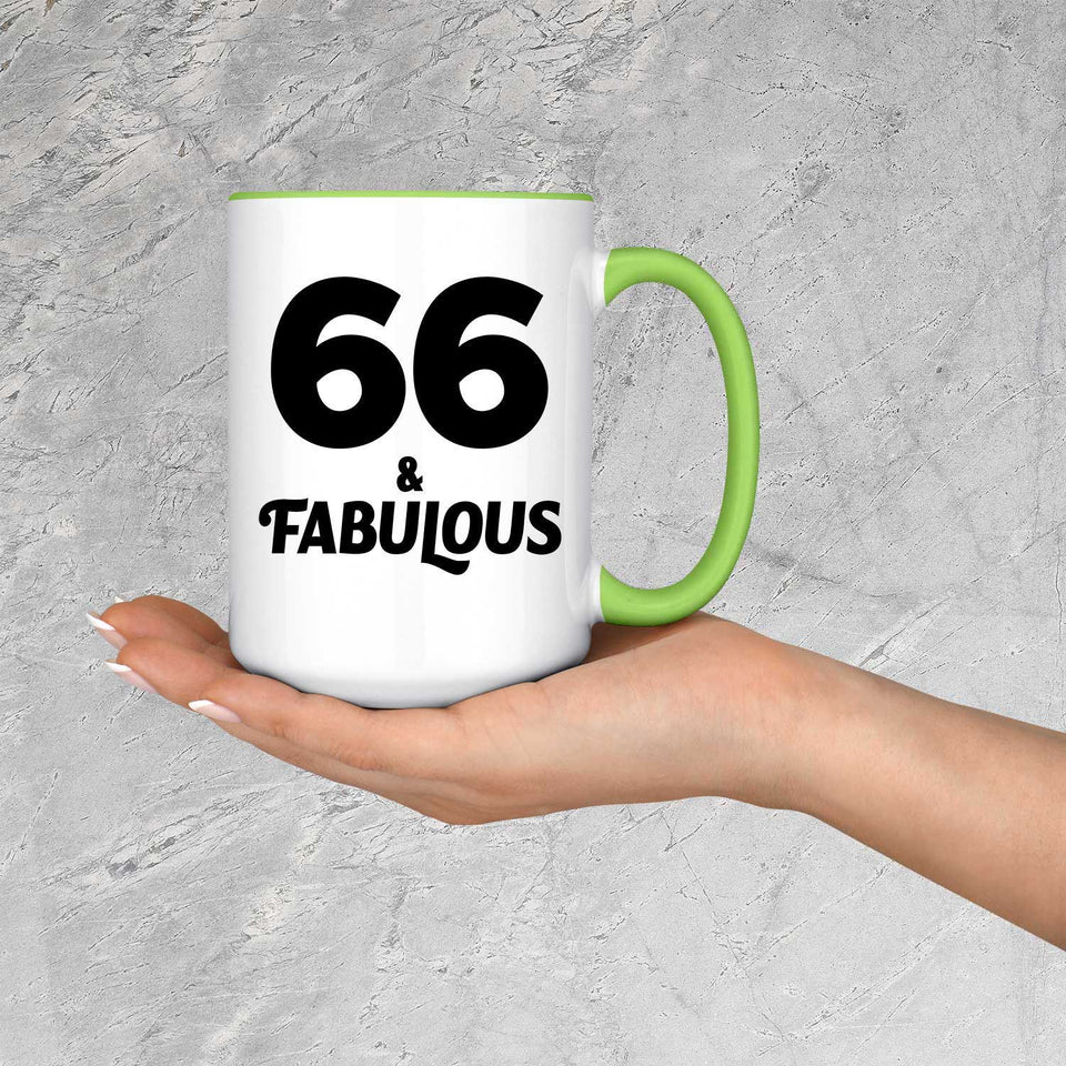 66th Birthday 66 & Fabulous - 15oz Accent Mug Green