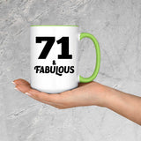 71st Birthday 71 & Fabulous - 15oz Accent Mug Green