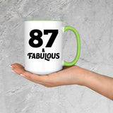 87th Birthday 87 & Fabulous - 15oz Accent Mug Green