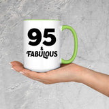 95th Birthday 95 & Fabulous - 15oz Accent Mug Green