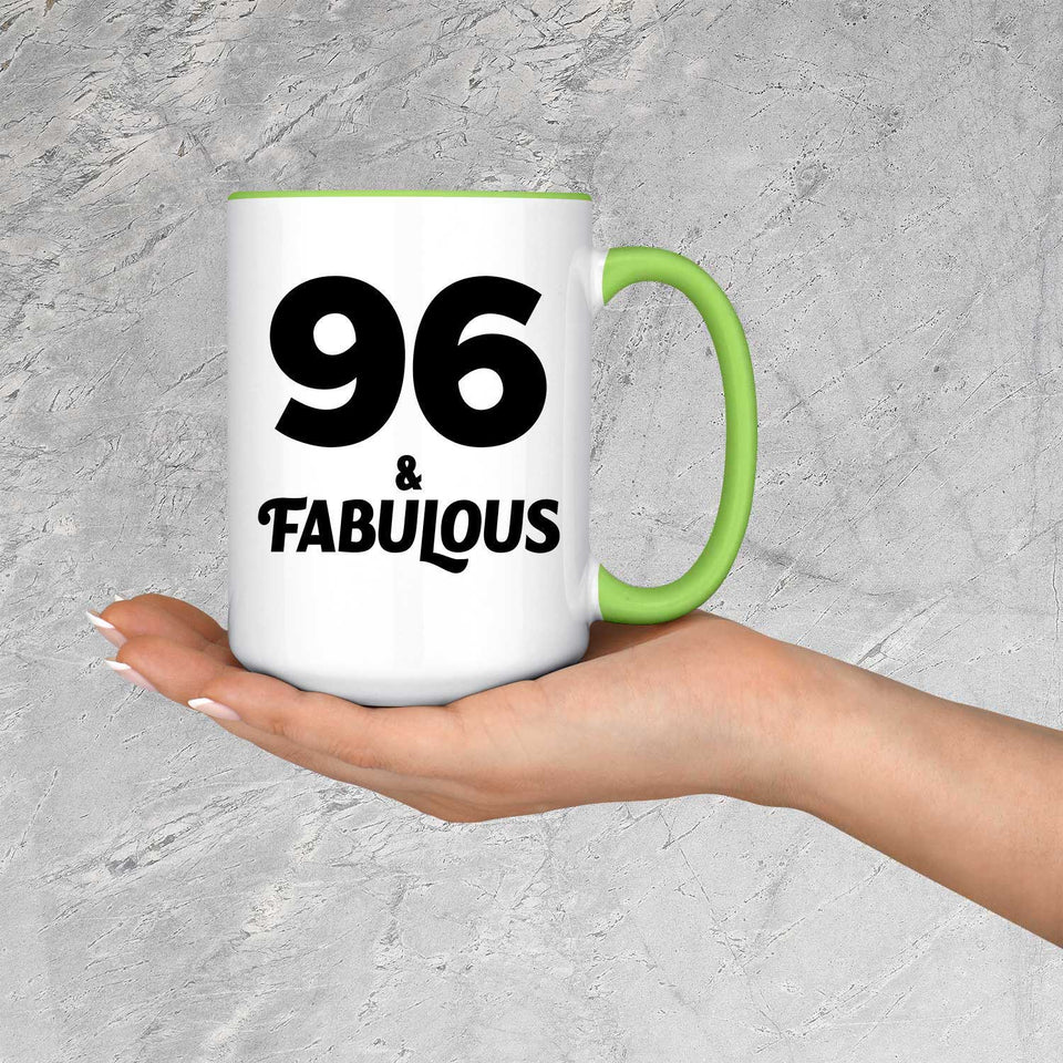 96th Birthday 96 & Fabulous - 15oz Accent Mug Green