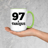 97th Birthday 97 & Fabulous - 15oz Accent Mug Green