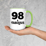 98th Birthday 98 & Fabulous - 15oz Accent Mug Green