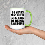 88th Birthday 88 Years 1056 Months 32142 Days Of Awesome - 15oz Accent Mug Green