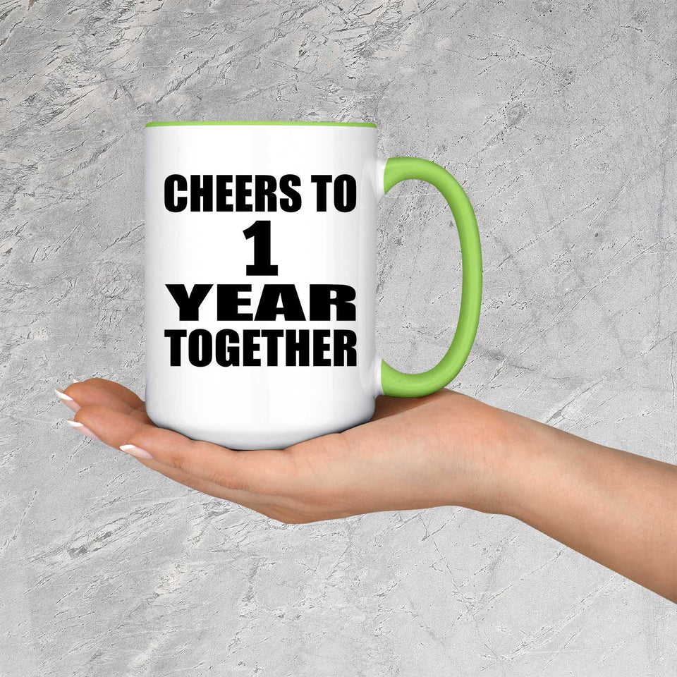 1st Anniversary Cheers To 1 Year Together - 15oz Accent Mug Green