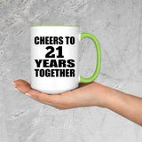 21st Anniversary Cheers To 21 Years Together - 15oz Accent Mug Green
