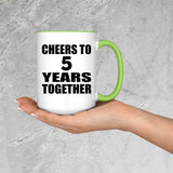 5th Anniversary Cheers To 5 Years Together - 15oz Accent Mug Green