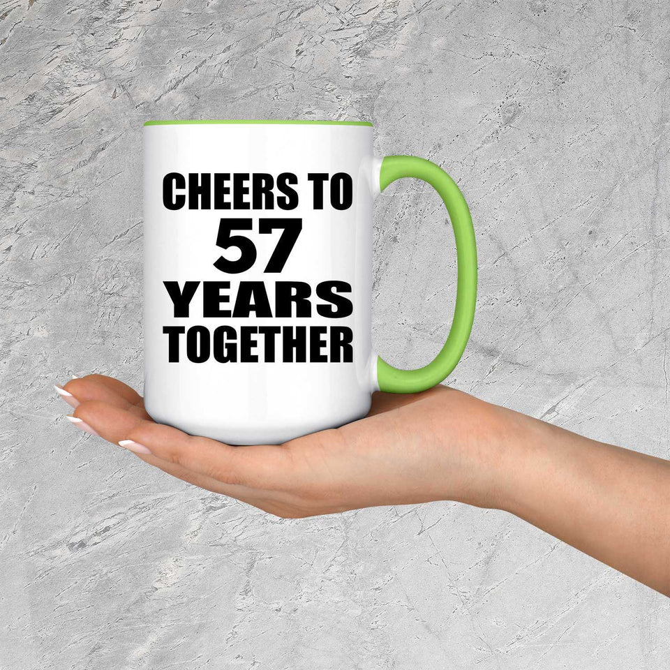 57th Anniversary Cheers To 57 Years Together - 15oz Accent Mug Green