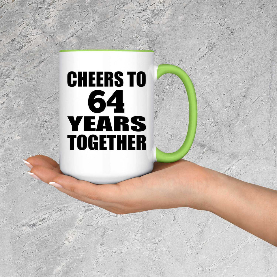 64th Anniversary Cheers To 64 Years Together - 15oz Accent Mug Green