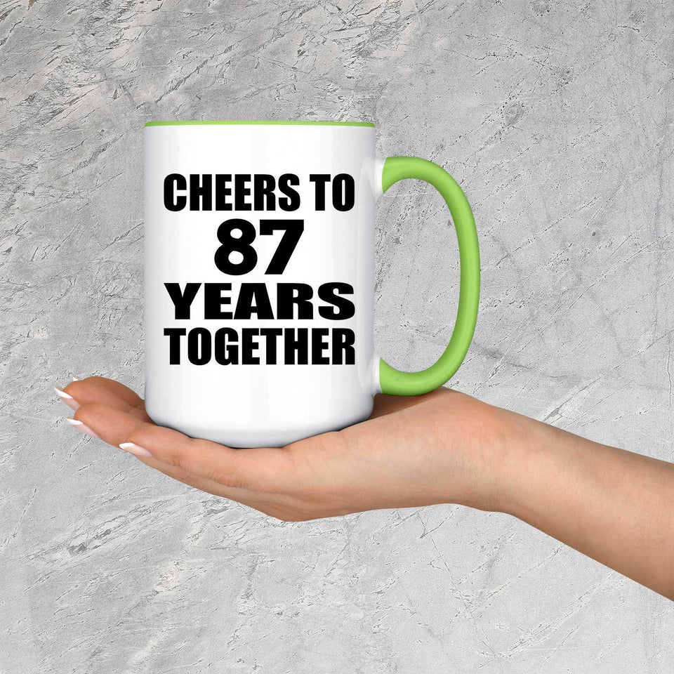 87th Anniversary Cheers To 87 Years Together - 15oz Accent Mug Green