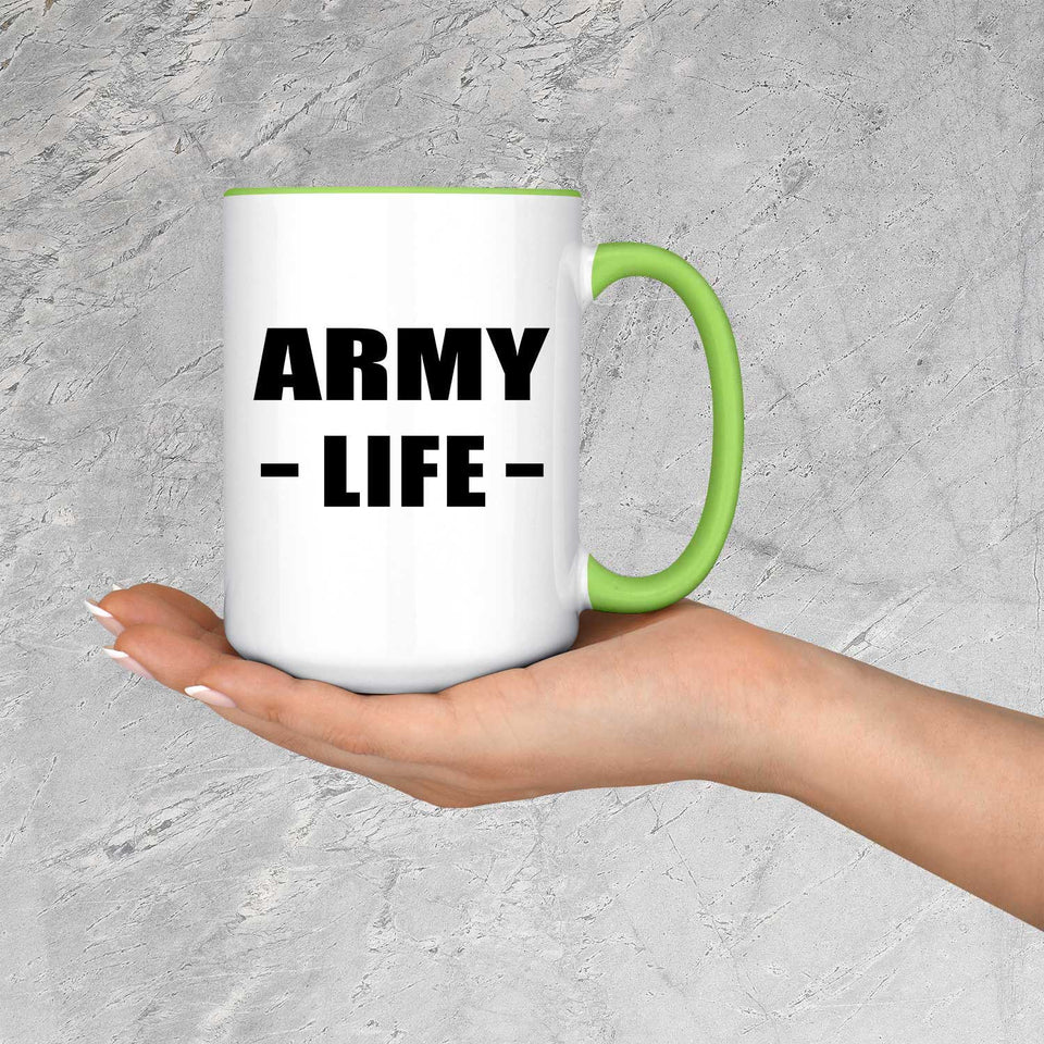 Army Life - 15oz Accent Mug Green