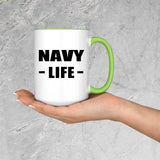 Navy Life - 15oz Accent Mug Green