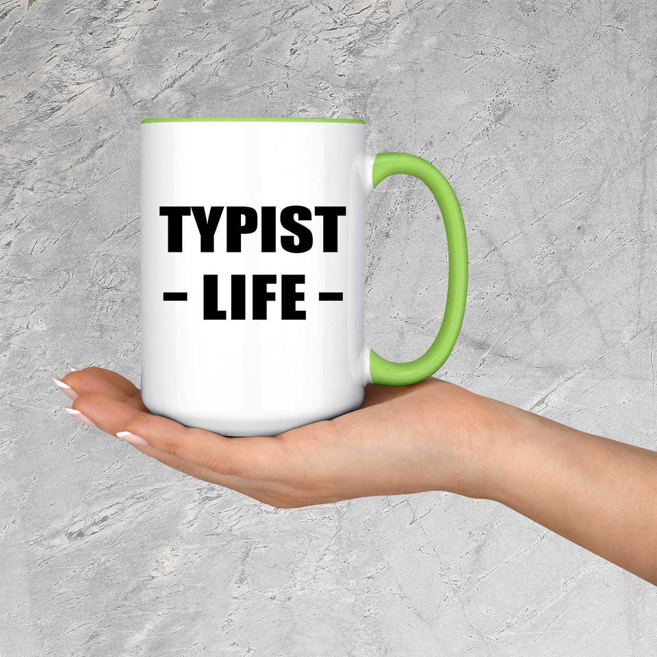 Typist Life - 15oz Accent Mug Green