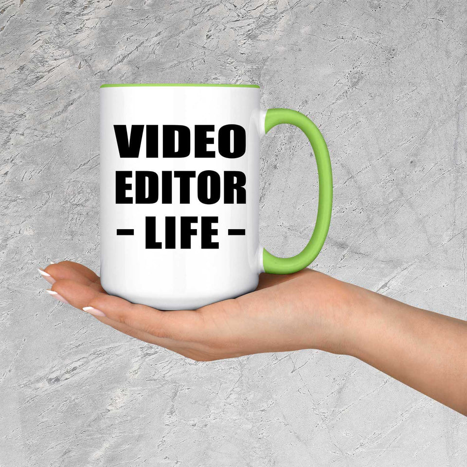 Video Editor Life - 15oz Accent Mug Green