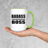 Badass Boss - 15oz Accent Mug Green