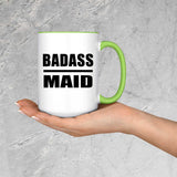 Badass Maid - 15oz Accent Mug Green
