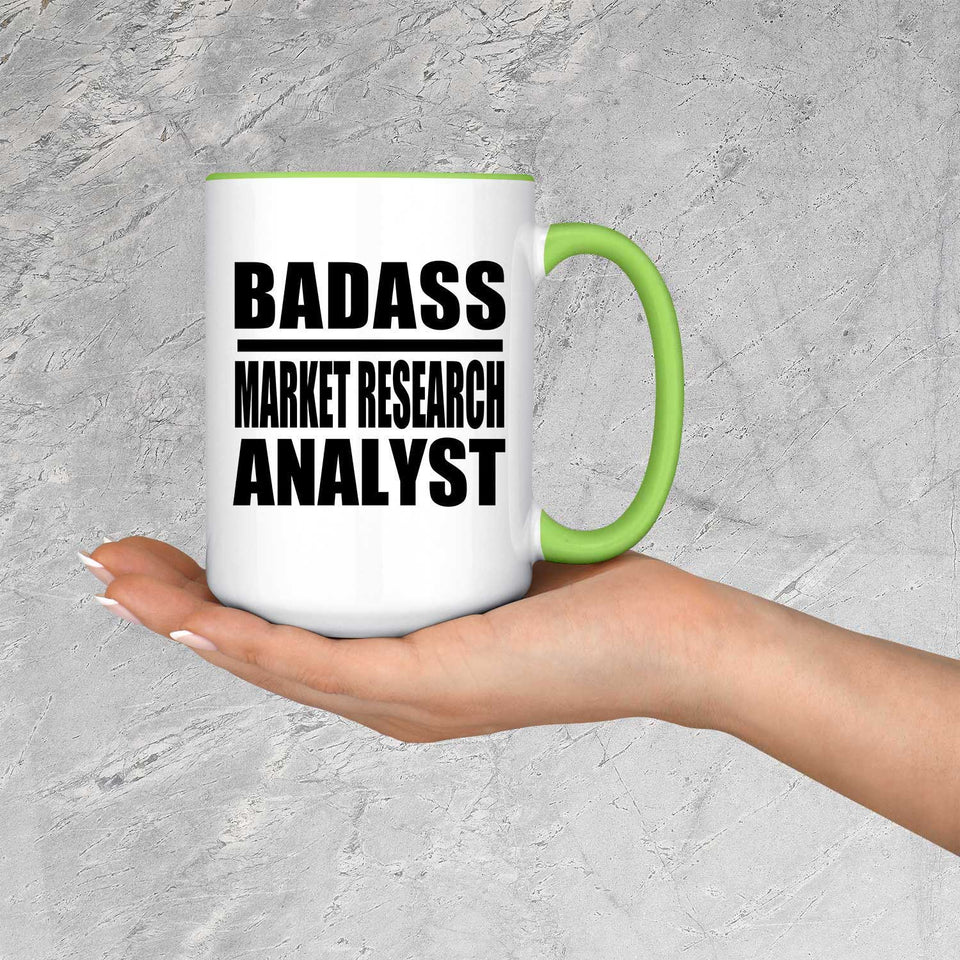 Badass Market Research Analyst - 15oz Accent Mug Green