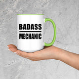 Badass Mechanic - 15oz Accent Mug Green
