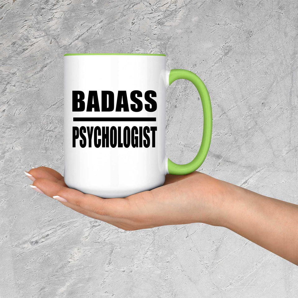 Badass Psychologist - 15oz Accent Mug Green