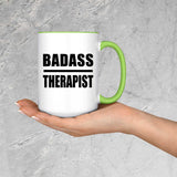 Badass Therapist - 15oz Accent Mug Green