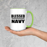 Blessed Navy - 15oz Accent Mug Green