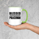 Blessed Policeman - 15oz Accent Mug Green