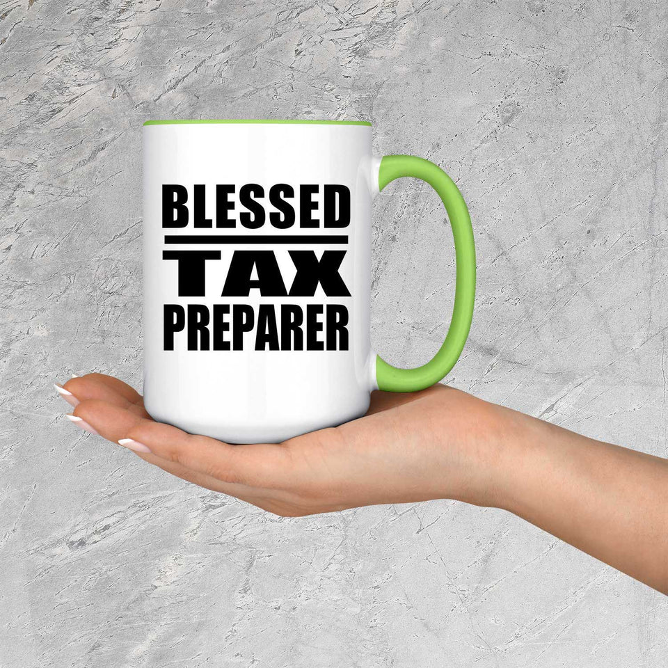Blessed Tax Preparer - 15oz Accent Mug Green