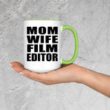 Mom Wife Film Editor - 15oz Accent Mug Green