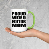 Proud Video Editor Mom - 15oz Accent Mug Green