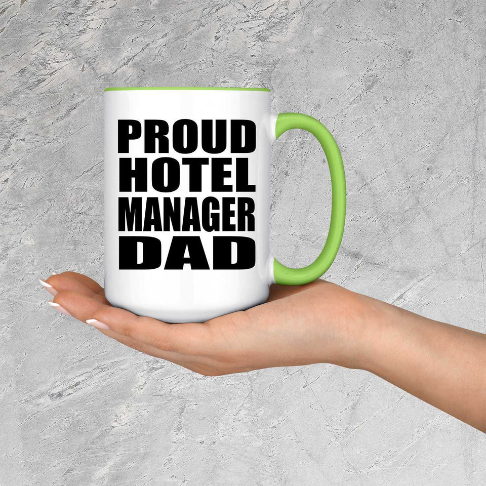 Proud Hotel Manager Dad - 15oz Accent Mug Green