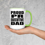 Proud PR Executive Dad - 15oz Accent Mug Green