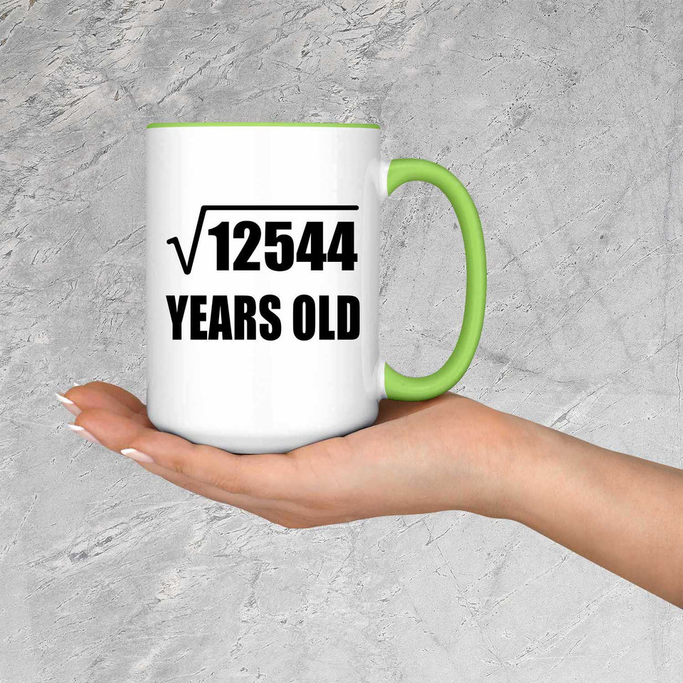 112th Birthday Square Root of 12544 Years Old - 15oz Accent Mug Green