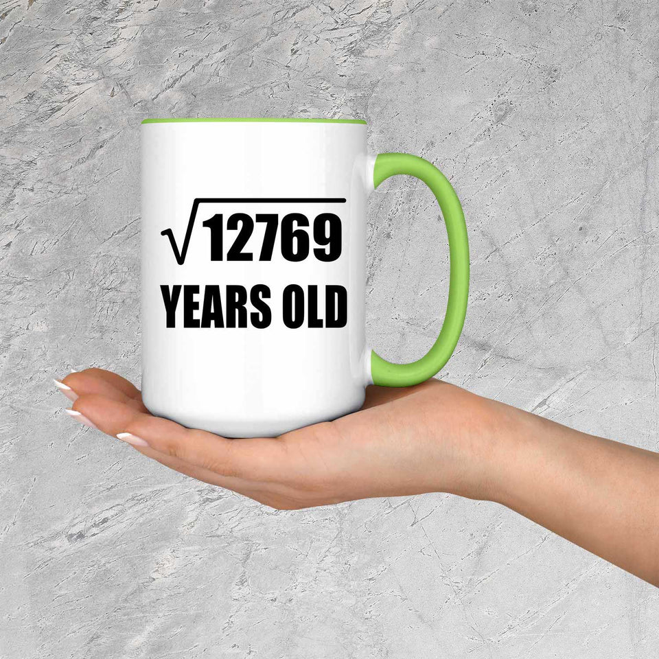 113th Birthday Square Root of 12769 Years Old - 15oz Accent Mug Green