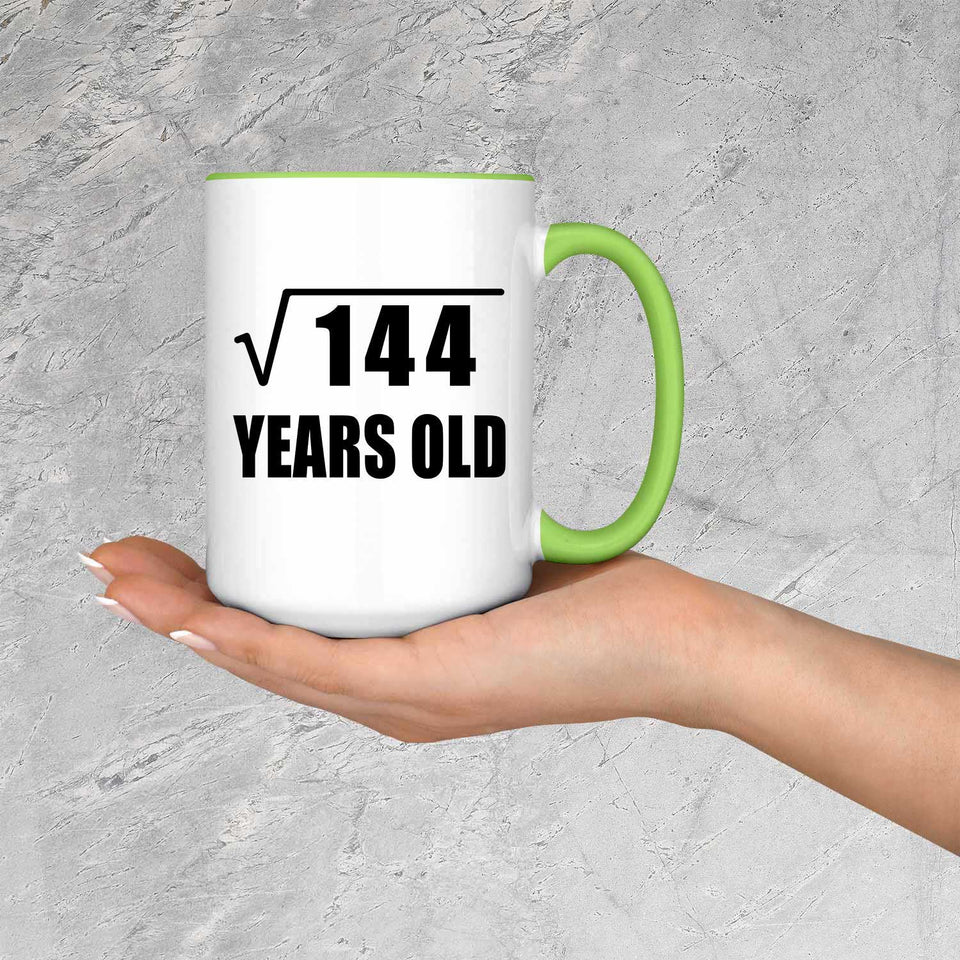 12th Birthday Square Root of 144 Years Old - 15oz Accent Mug Green