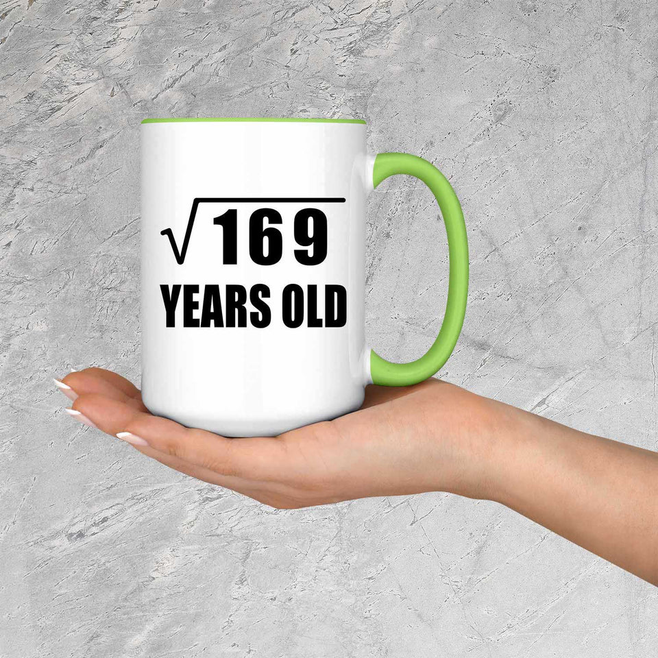 13th Birthday Square Root of 169 Years Old - 15oz Accent Mug Green