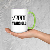 21st Birthday Square Root of 441 Years Old - 15oz Accent Mug Green