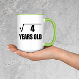 2nd Birthday Square Root of 4 Years Old - 15oz Accent Mug Green