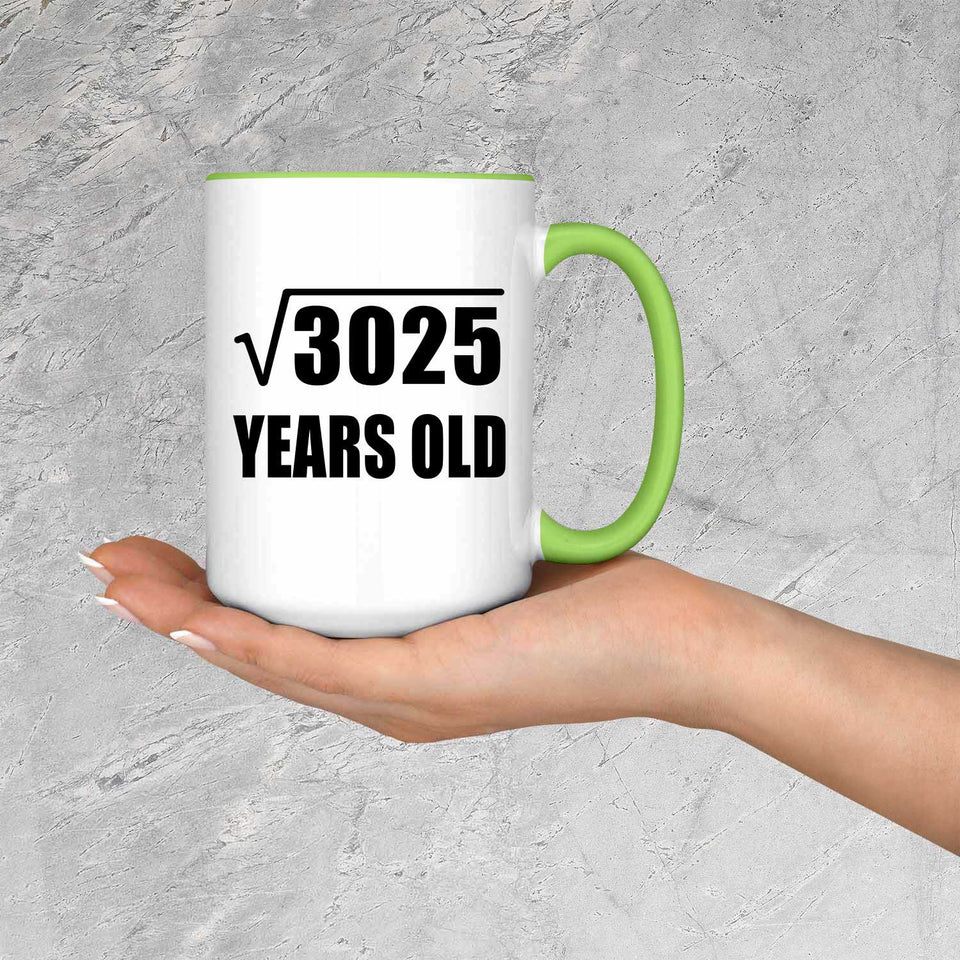 55th Birthday Square Root of 3025 Years Old - 15oz Accent Mug Green