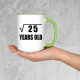 5th Birthday Square Root of 25 Years Old - 15oz Accent Mug Green