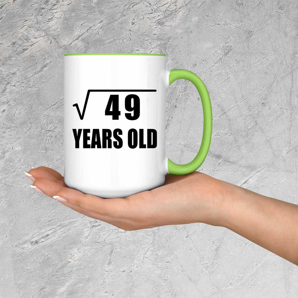 7th Birthday Square Root of 49 Years Old - 15oz Accent Mug Green