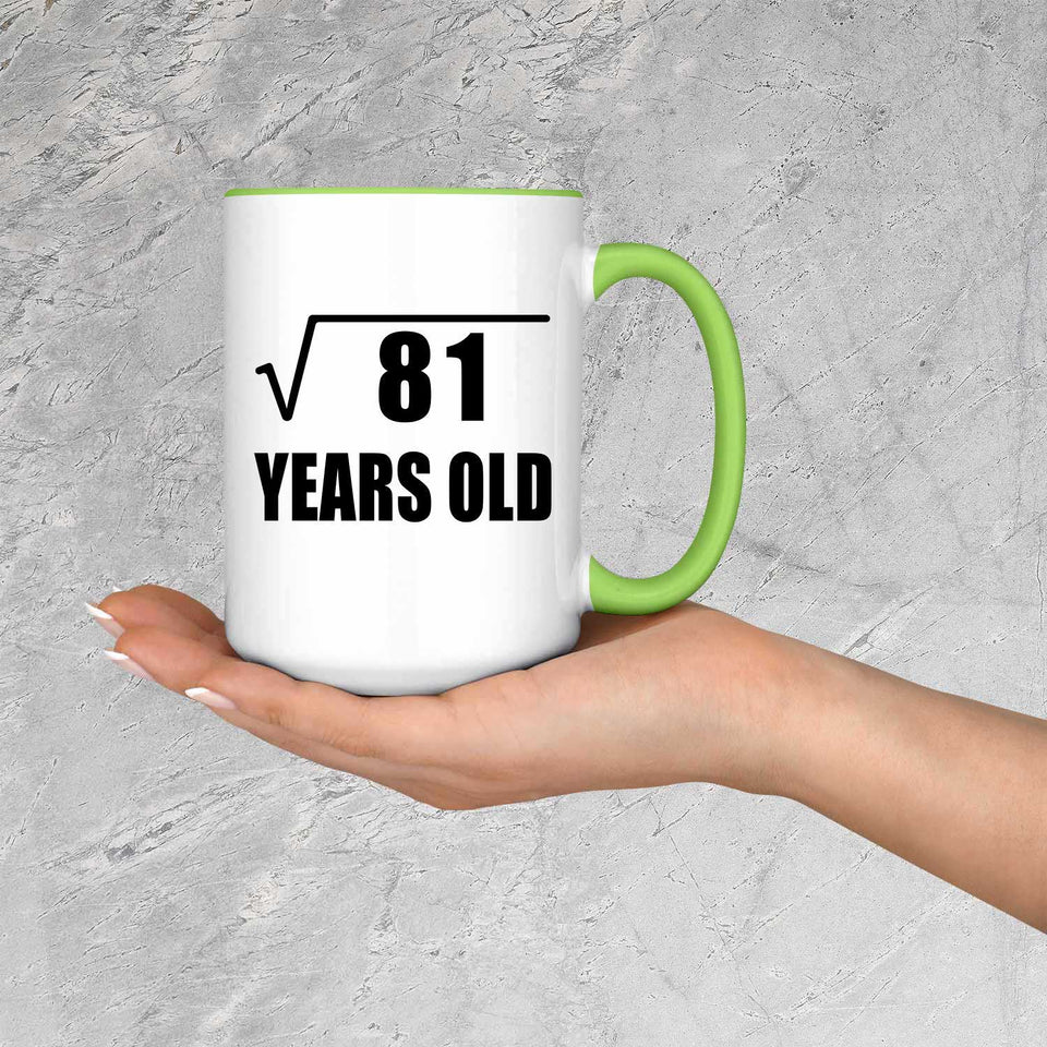 9th Birthday Square Root of 81 Years Old - 15oz Accent Mug Green