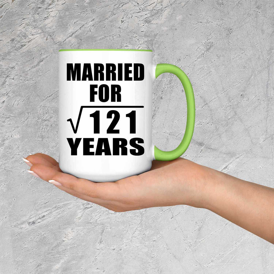 11th Anniversary Married For Square Root of 121 Years - 15oz Accent Mug Green