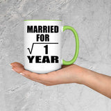 1st Anniversary Married For Square Root of 1 Year - 15oz Accent Mug Green